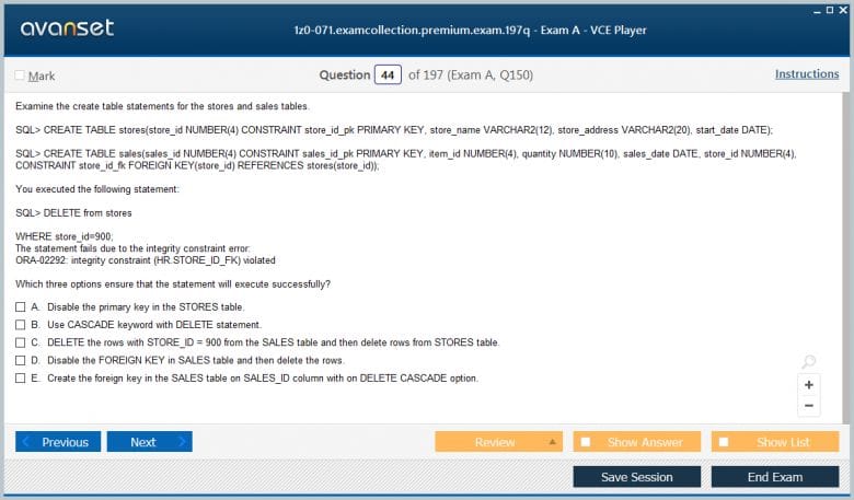 Oracle 1z0-071 Test Practice Test Questions, Exam Dumps