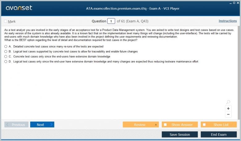 ATA Premium VCE Screenshot #1