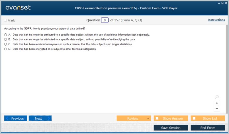 CIPP-E Premium VCE Screenshot #1