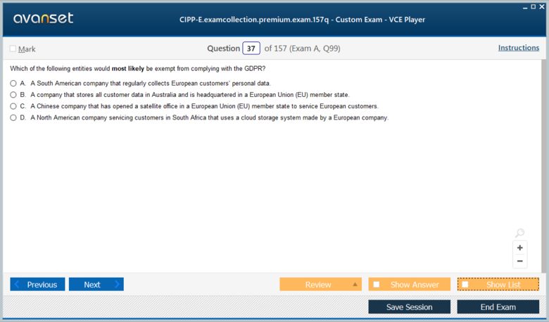 CIPP-E Premium VCE Screenshot #3