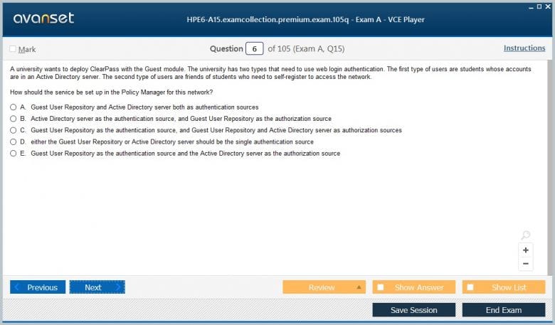 HPE6-A15 Premium VCE Screenshot #1