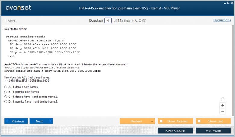 HPE6-A45 Premium VCE Screenshot #1