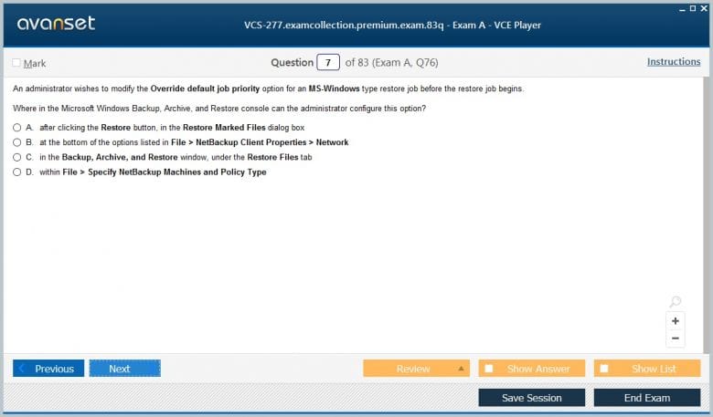 VCS-277 Premium VCE Screenshot #1